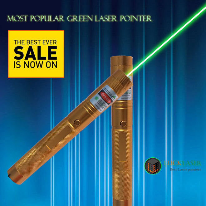 Most Popular 200mw green laser pointer golden style with Safety key - Click Image to Close